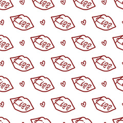 Love and Tender Kisses in Silhouette Vector Pattern