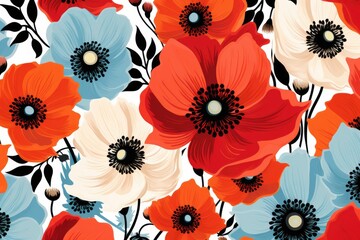 Poppy Springtime Pattern Retro Floral Pattern Flowers Clothing Design Vintage Aesthetic Wallpaper Background Backdrop