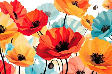 Contemporary Poppies Pattern Retro Floral Pattern Flowers Clothing Design Vintage Aesthetic Wallpaper Background Backdrop