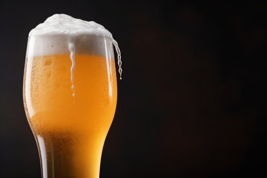 Closeup of a Glass of Beer with Foam