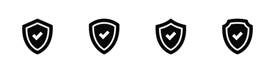 Shield check mark vector icon set,  Protection, security icon vector illustration - obrazy, fototapety, plakaty