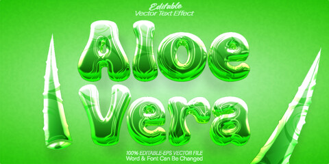 Aloe Vera Vector Text Effect Editable Alphabet Green Fresh Gel Herbal Plant