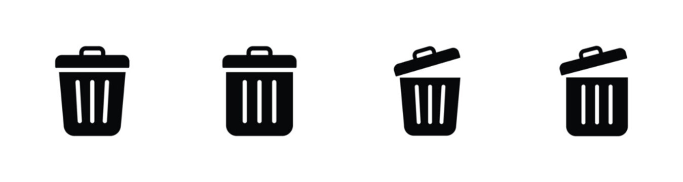trash can icon set, Trash bin icon, Delete icon vector illustration