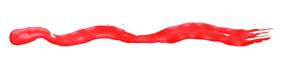 Shiny red brush watercolor painting isolated on transparent background. watercolor png
