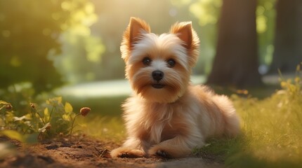 Small dog in an summer park