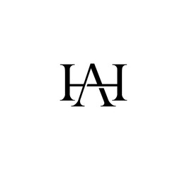 Initial Letter Logo. Logotype design. Simple Luxury Black Flat Vector HA AH