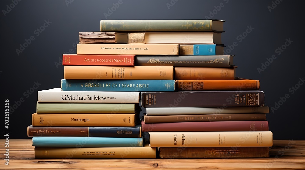 Aufkleber stack of books on white background : generative ai