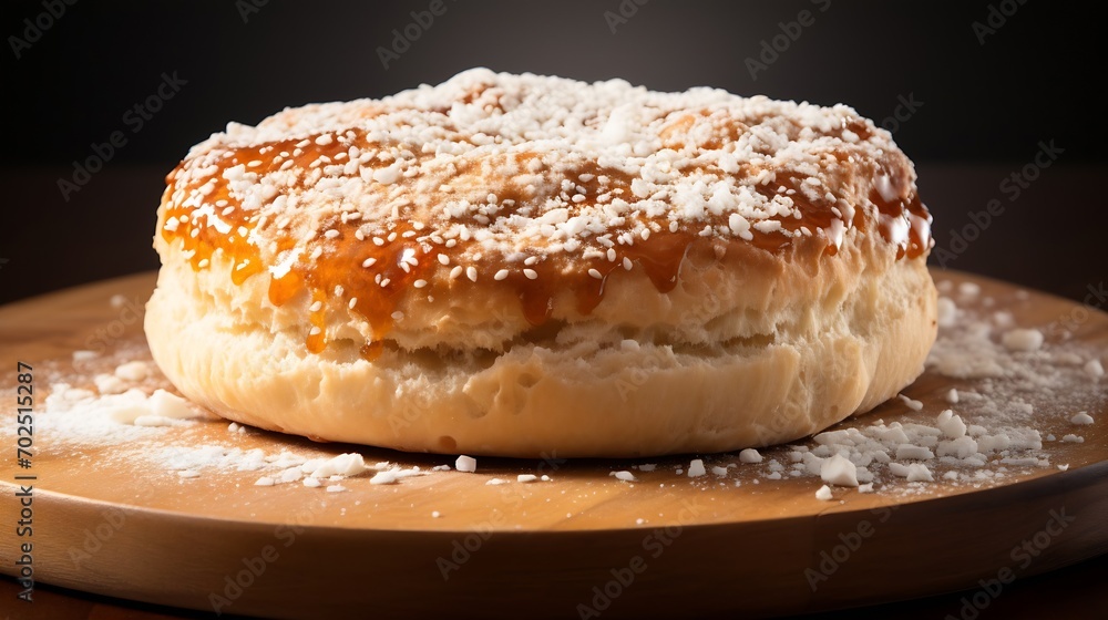 Poster Biscuit isolated on white. Biscuits are sprinkled with sugar. Crispy soft baked goods. Soft focus : Generative AI