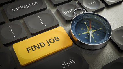Concept background of searching in various directions to find a job, 3d rendering