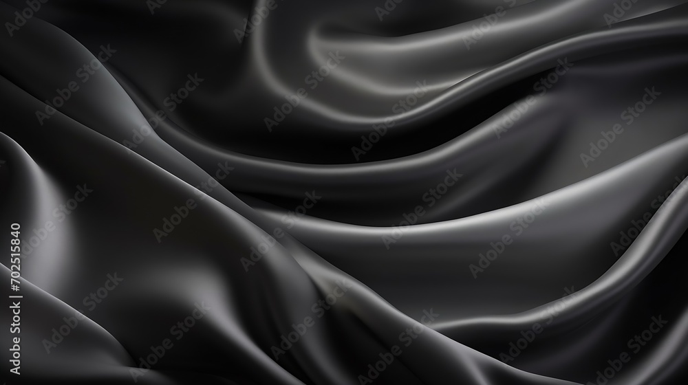 Aufkleber Black gray satin dark fabric texture luxurious shiny that is abstract silk cloth background with patterns soft waves blur beautiful. : Generative AI