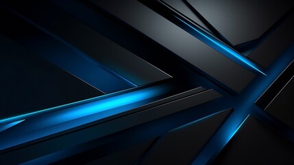 Modern black blue abstract background. Minimal. Color gradient. Dark. Web banner. Geometric shape. 3d effect. Lines stripes triangles. Design. Futuristic. Cut paper or metal effect. Lu : Generative AI - obrazy, fototapety, plakaty
