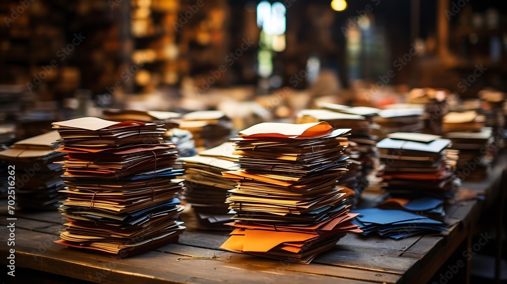 Aufkleber stack of paper files : generative ai