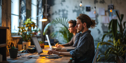 two coworker at a modern open air office