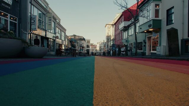 Rainbow street in Reykjavik