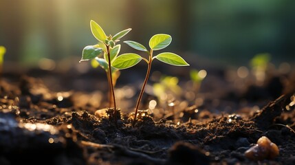Young Plant Growing In Sunlight : Generative AI
