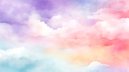 Obraz na płótnie Canvas Colorful pastel drawing paper texture vector bright banner, print. Hand painted watercolor sky and clouds, abstract watercolor background, vector illustration for greeting, poster, des : Generative AI