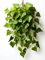 Fototapeta premium Green leaves Javanese treebine or Grape ivy (Cissus spp.) jungle vine hanging ivy plant bush isolated on white background : Generative AI
