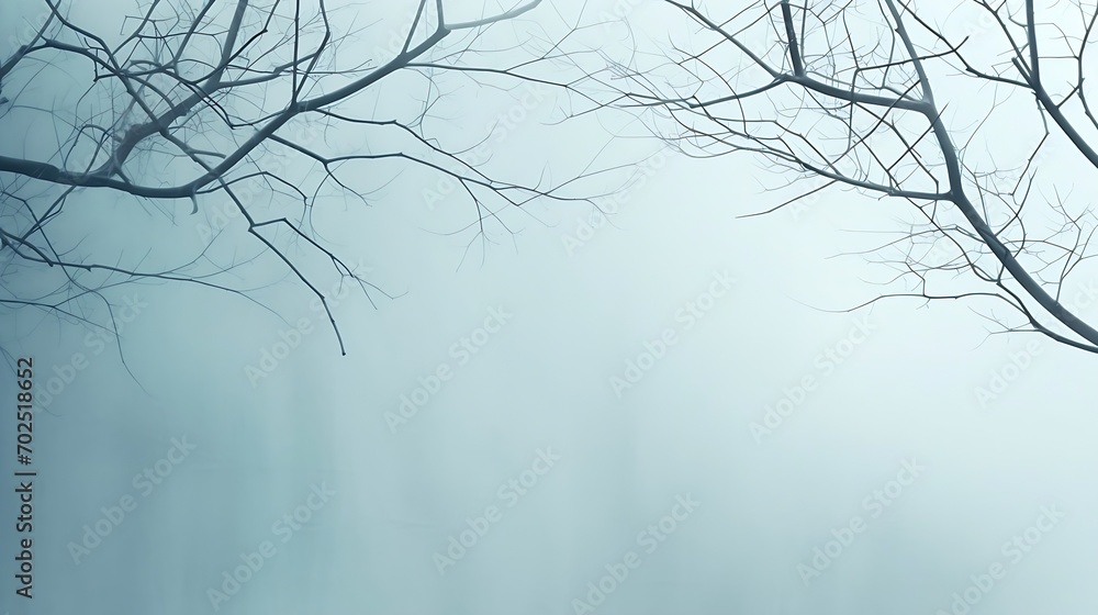 Aufkleber Minimalistic abstract gentle light blue background for product presentation with light and intricate shadow from tree branches on wall. : Generative AI