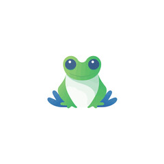 Green frog isolated on a white background. Vector illustratio