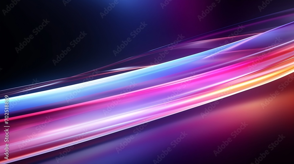 Poster Colorful motion elements with neon led illumination. Abstract futuristic background. : Generative AI