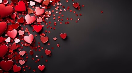 Valentines Day background with hearts : Generative AI - obrazy, fototapety, plakaty