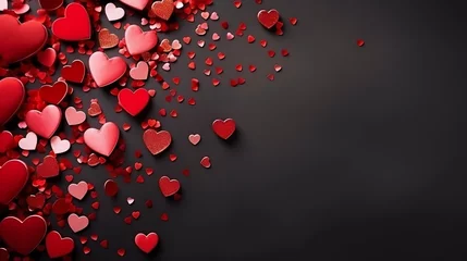 Fotobehang Valentines Day background with hearts : Generative AI © Generative AI