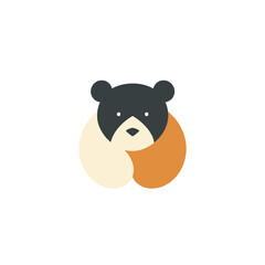 Cute bear icon. Flat design. Vector illustration. 