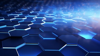 Fototapeta premium Abstract blue technology hexagonal background : Generative AI