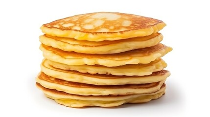 A stack of fluffy pancakes isolated on white background. Generative AI. : Generative AI