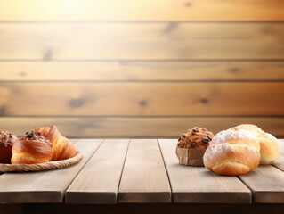 Pastries on a wooden table