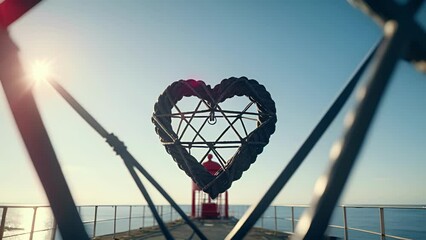 A closeup of the iconic beam of a lighthouse, its distinctive heart shape symbolizing the love and protection it provides to ships at sea.