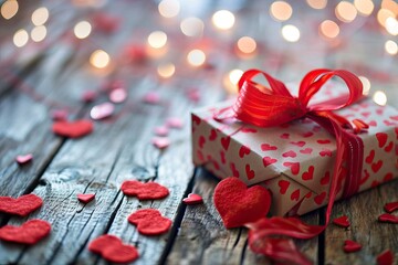 Artisanal Valentine Gifts in a Large Cardboard Box. Generative AI.