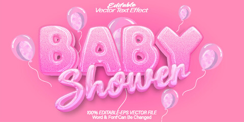  Baby Shower Vector Text Effect Editable Alphabet Newborn Birthday Party Kid
