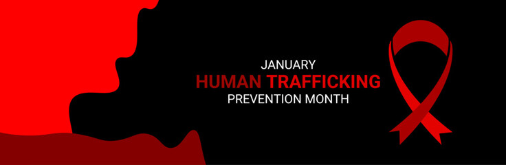 National Slavery and human trafficking prevention month is observed every year in January, to raising awareness about the different forms of human trafficking, also known as modern slavery. vector