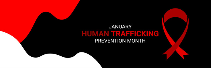 National Slavery and human trafficking prevention month is observed every year in January, to raising awareness about the different forms of human trafficking, also known as modern slavery. vector