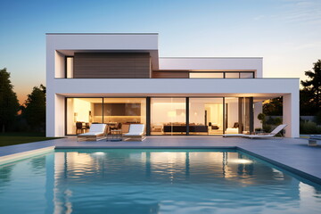 Fototapeta premium Modern house with swimming pool