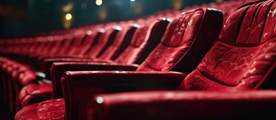 Vacant red seat theater or cinema - obrazy, fototapety, plakaty