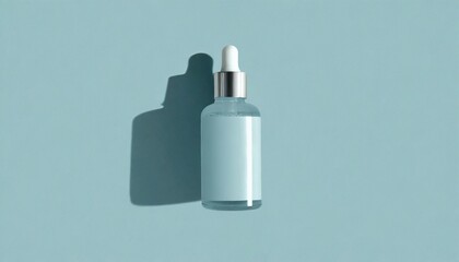 Serum Bottle with Pipette on Blue Background