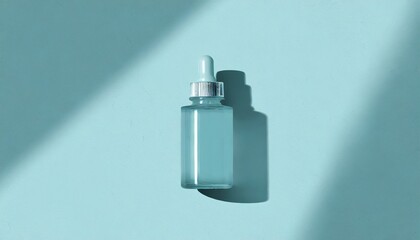 Serum Bottle with Pipette on Blue Background