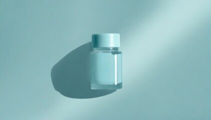 Blue Cream Bottle on Table with Shadow