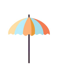 Colourful beach umbrella in flat style illustration isolated cutout on transparent