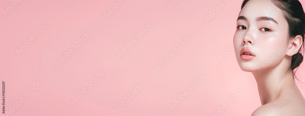 Poster portrait of a asian woman, skin care product banner