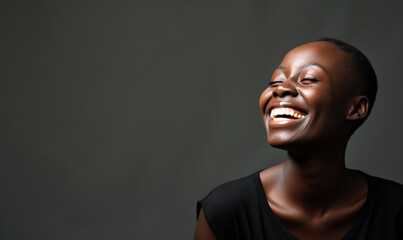 African black woman happy smiling	 - obrazy, fototapety, plakaty