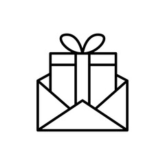 Gift mail outline icons, minimalist vector illustration ,simple transparent graphic element .Isolated on white background