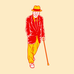 Simple cartoon illustration of an old man 1