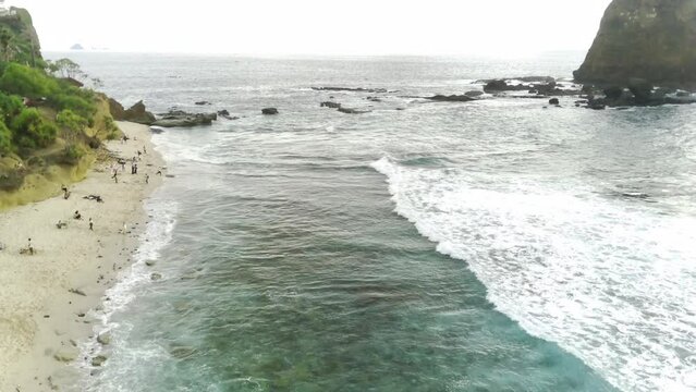 Drone shot on Papuma Beach, Jember, Indonesia