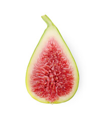 Half of fresh green fig isolated on white, top view