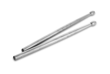 Two grey drum sticks isolated on white