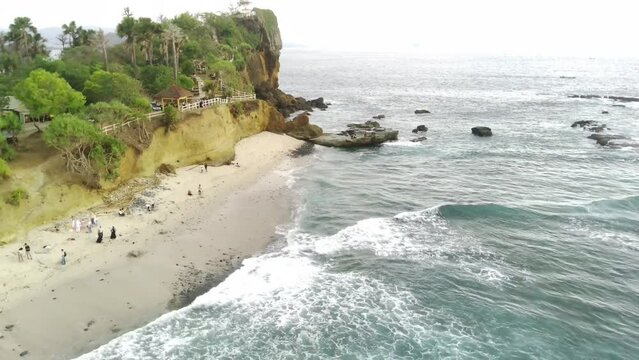 Drone shot on Papuma Beach, Jember, Indonesia