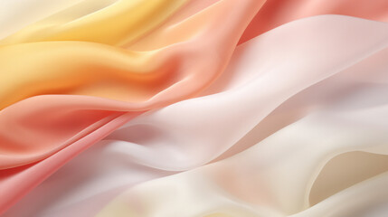 Obraz premium Gentle waves of silky fabric in a blend of soft pastel tones create a serene and luxurious background.